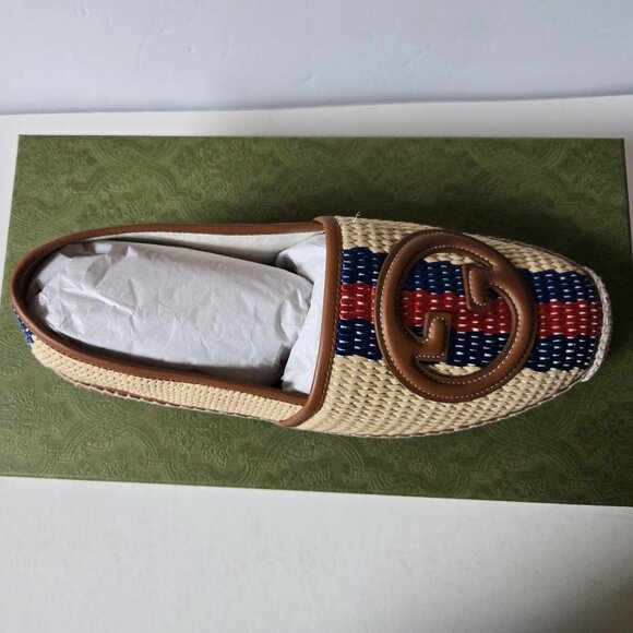 NIB Gucci Men's raffia interlocking G espadrilles G 10.5 US 11 - Picture 3 of 9